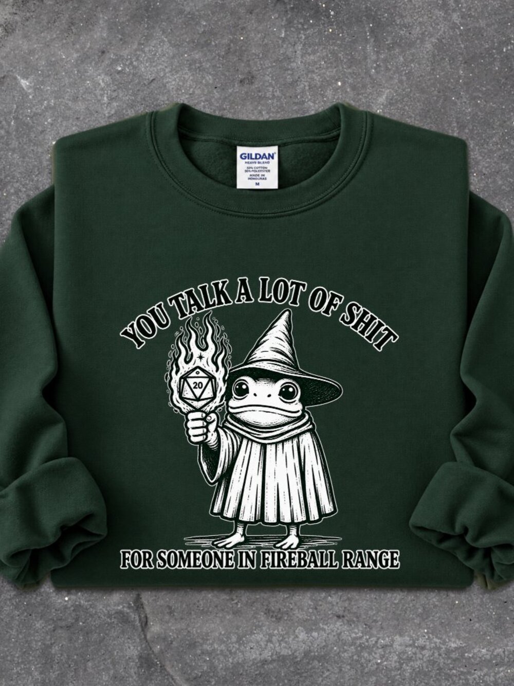 Funny Frog Fireball Sweatshirt Graphic Crewneck Dungeon Dragon Gamer Sarcastic